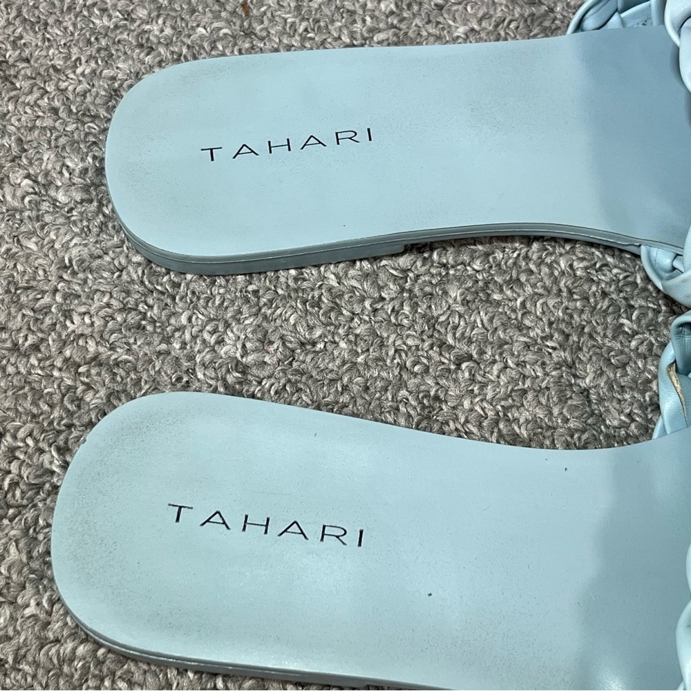 Tahari Woven Slide Sandals Womens Size 8.5 Tristina Aqua Shoes - Picture 4 of 6
